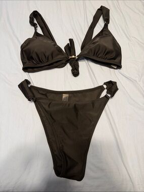 Classic Black Ring-Accent Bikini Set